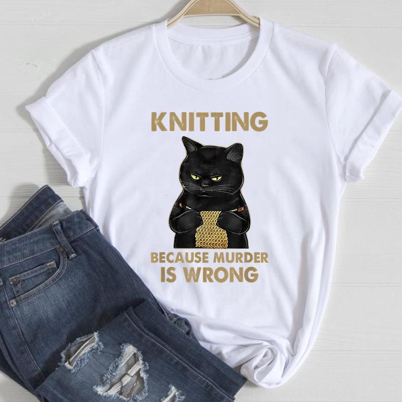 Cat Printed European & American Short-Sleeve T-Shirt