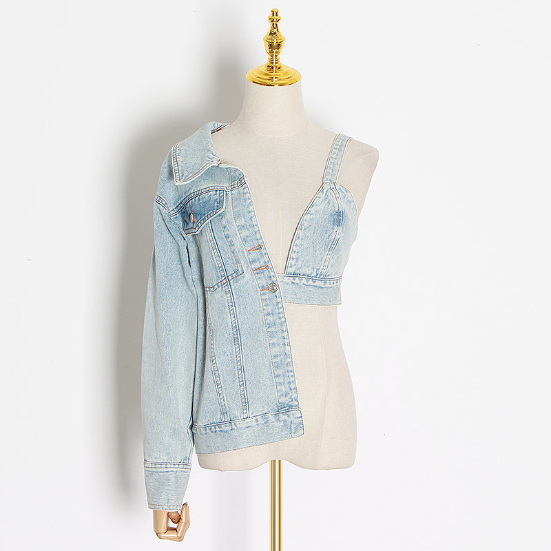 Single-Sleeve Denim Jacket