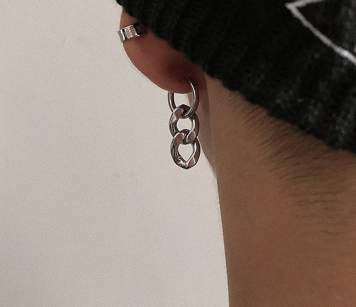 Titanium steel chain hoop earrings