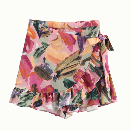 Printed short skirt