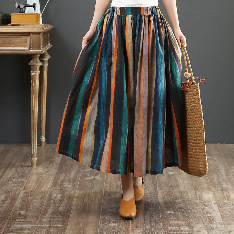 Large All-Match Loose Artistic Cotton & Linen Skirt