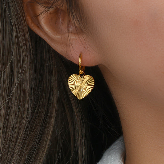 Gold-Plated Heart Flower Earrings