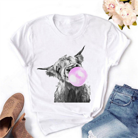 Women's Animal Balloon Printed Short-Sleeve T-Shirt