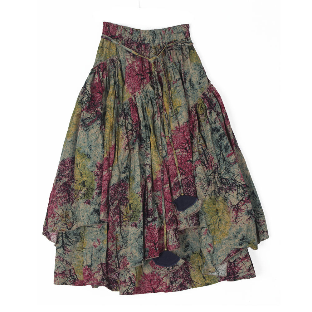 Ethnic-Style Cotton And Linen Printed Skirt