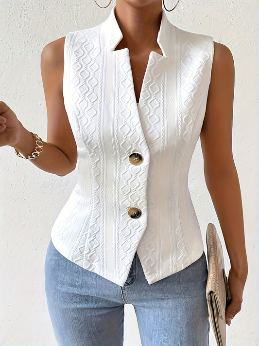 V-Neck Button Vest Jacket