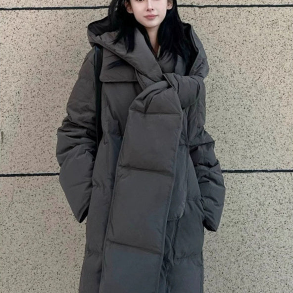 Detachable Hat Turtleneck Lengthened Down Cotton Jacket