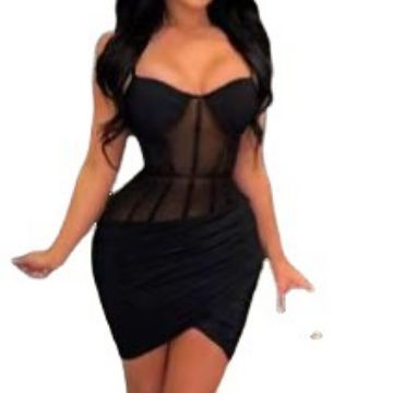 Women's Mesh Elegant Solid-Color Sheath Dress