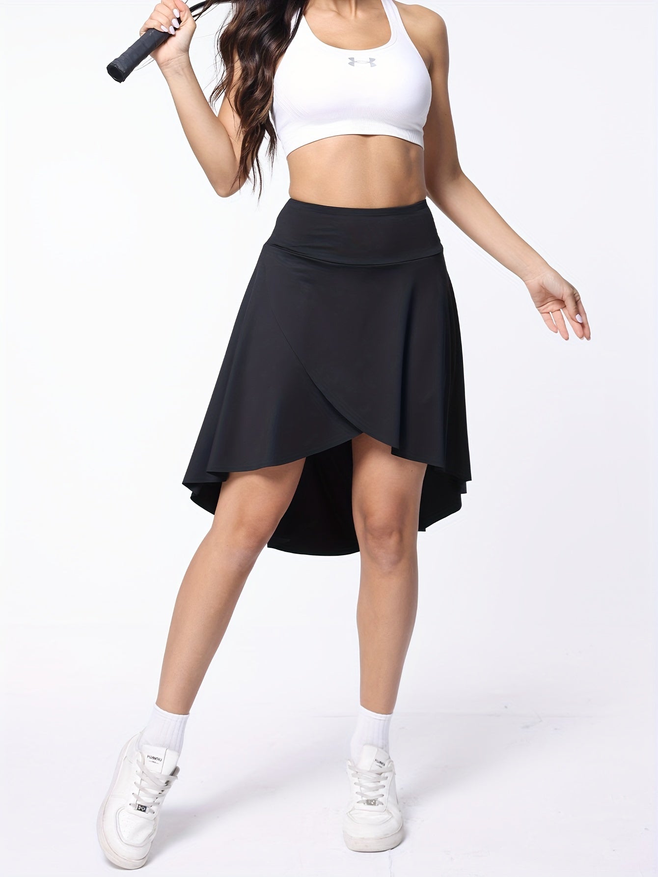 High-Waist Asymmetrical Yoga Midi Skirt