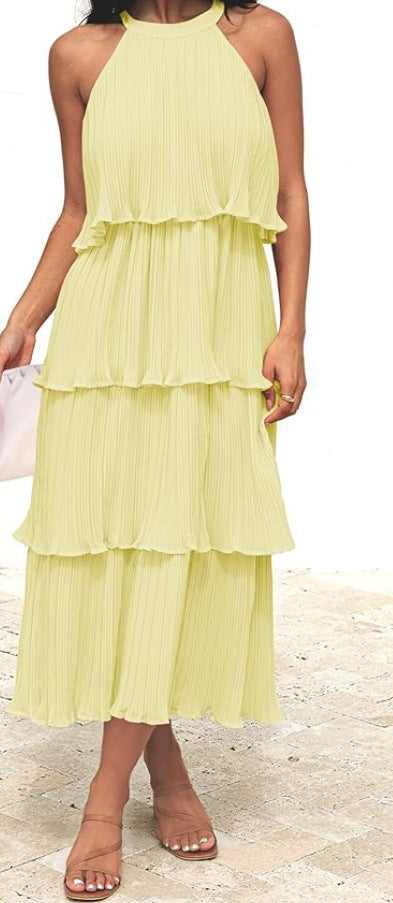 Womens Fashionable Casual Elegant Halterneck Dress