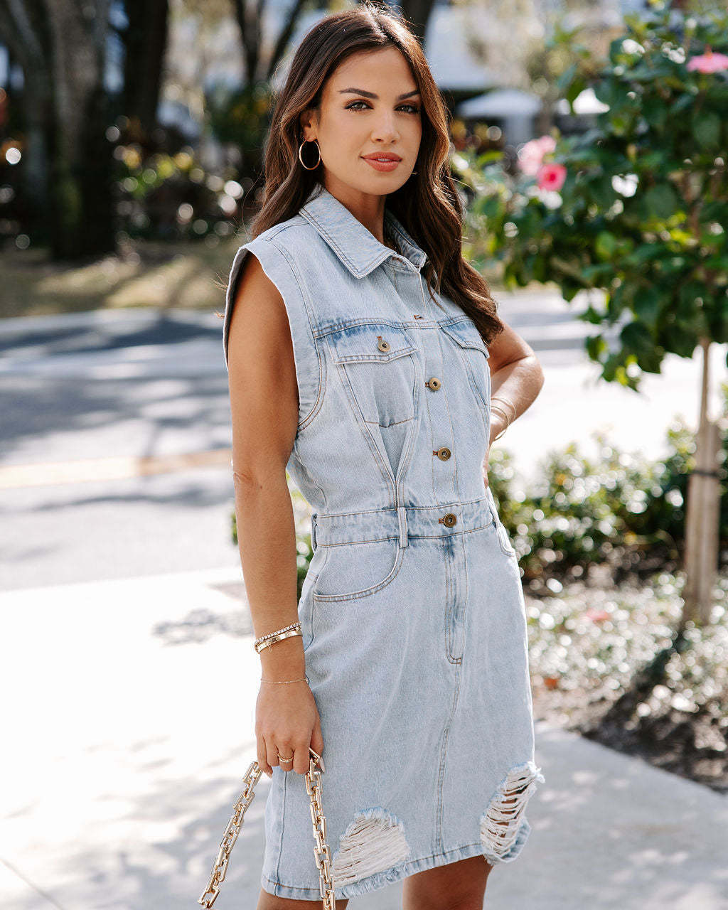 Denim Pocket Midi Dress
