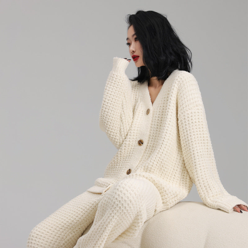 Versatile Long-Sleeved Cardigan Soft Casual Pyjama Suit