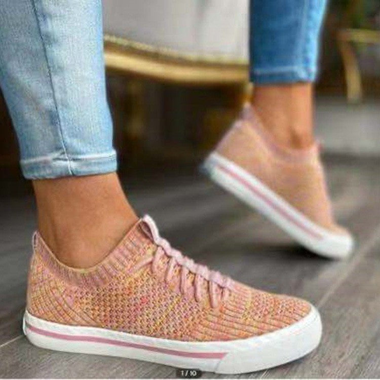 European & American Flat Mesh Shoes For Women - Flying Knitting