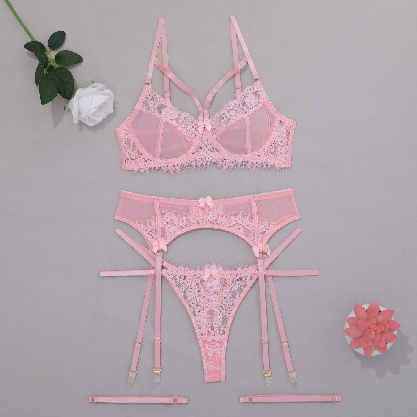 Women's Bra Set Garter Lace