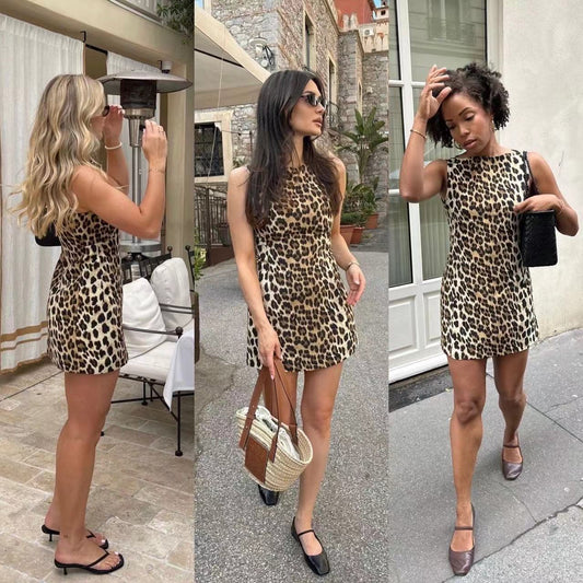 Animal Print Sleeveless Mini Dress