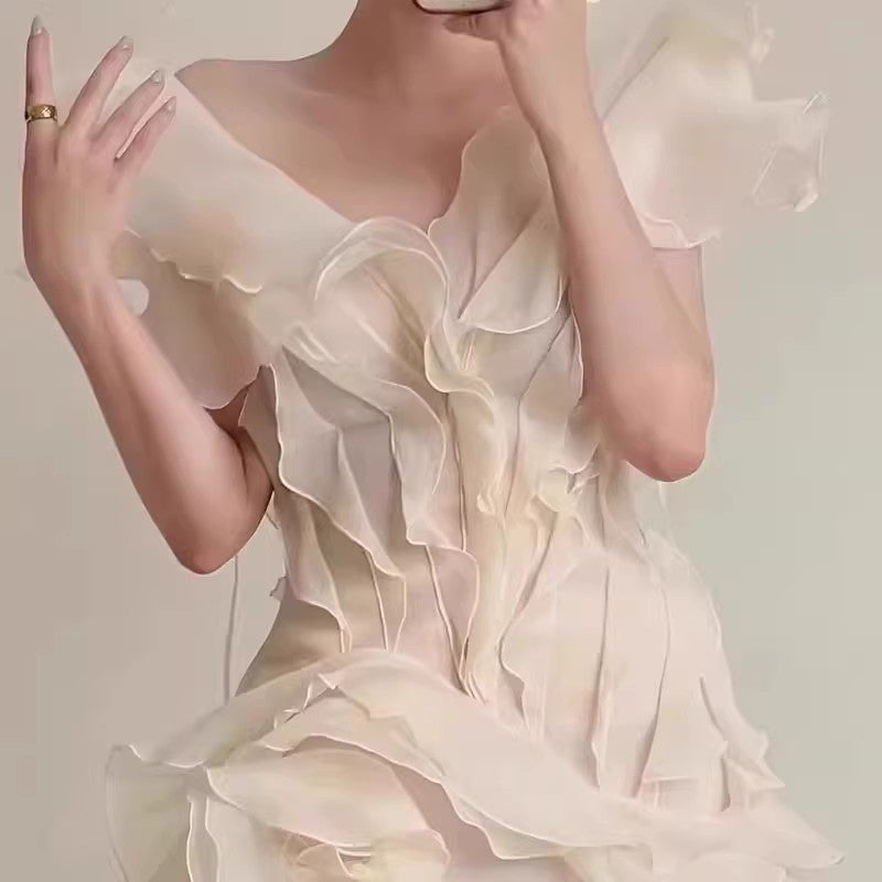V-Neck Mid-Waist Short Dress