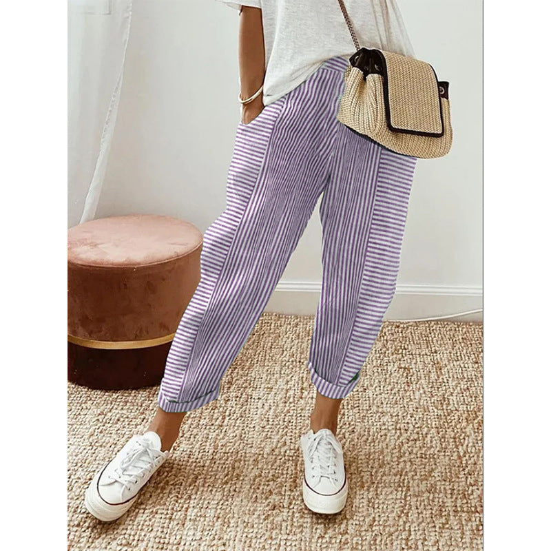Women's Striped Print Trousers
