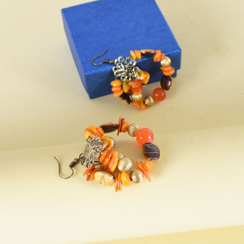 Handmade Beaded Stone Earrings