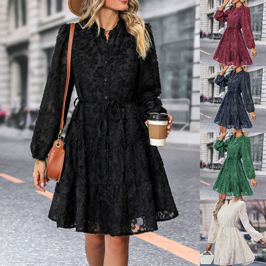 Lace Long-Sleeve Mini Dress