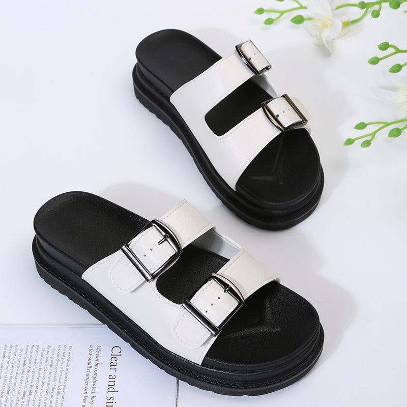 Double Buckle Platform Sandals