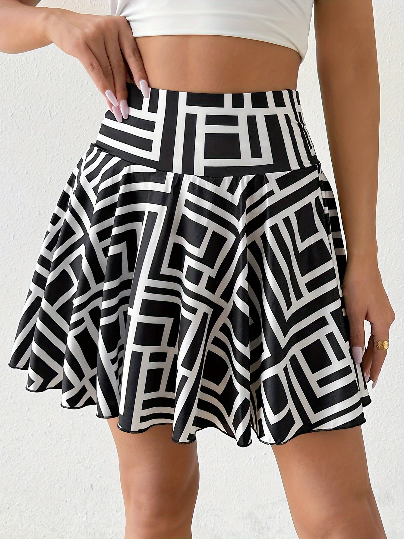 Allover Print High-Waist Mini Skirt