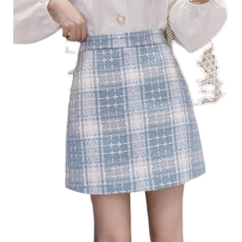 Personality Plaid Woollen Skirt