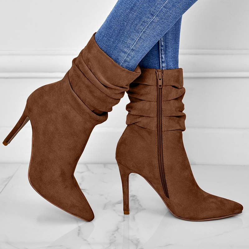 Pointed-Toe Stiletto Heel Ankle Boots