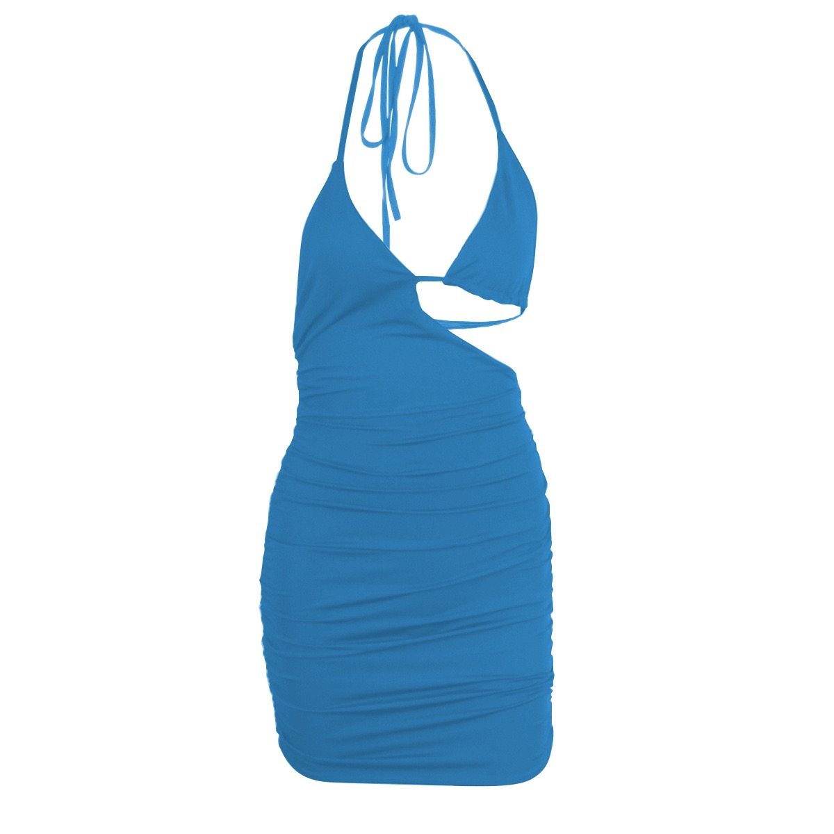 New Halter-neck Slip Dress With An Asymmetrical Design A Sleek Solid-color Bodycon Dress