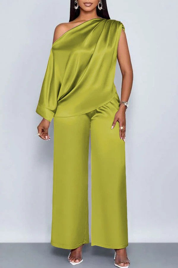 Satin Off-Shoulder Outfit