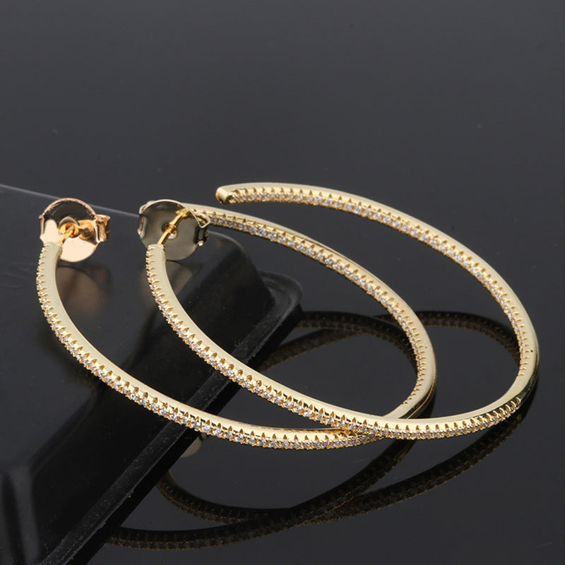 Sparkling Zircon Hoop Earrings