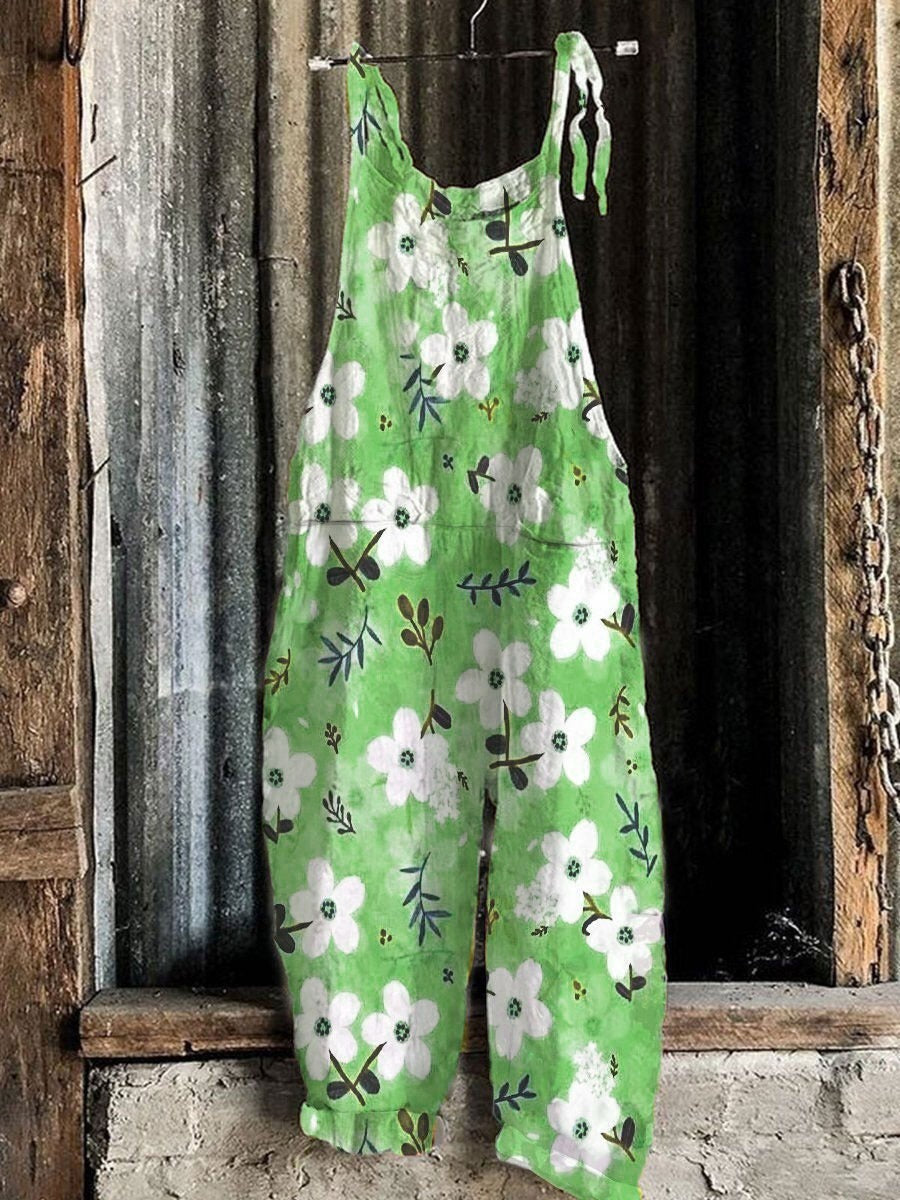 Sweet Little Print Retro Wide-leg Women's Jumpsuit