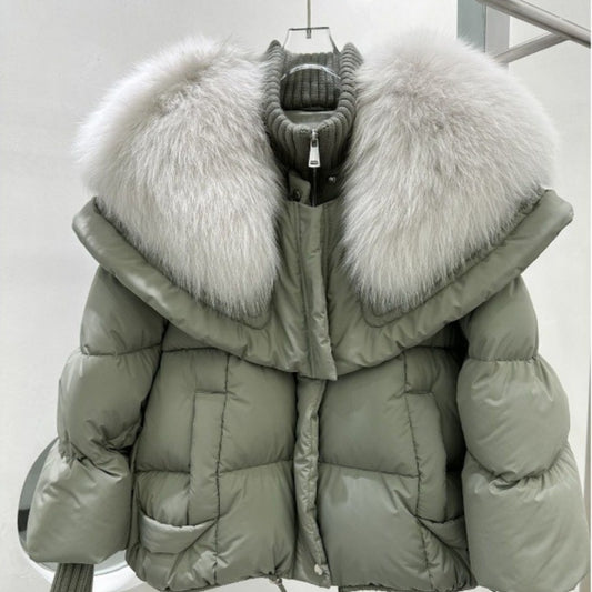 High-End Fox Fur Collar Luxury Puffer Jacket