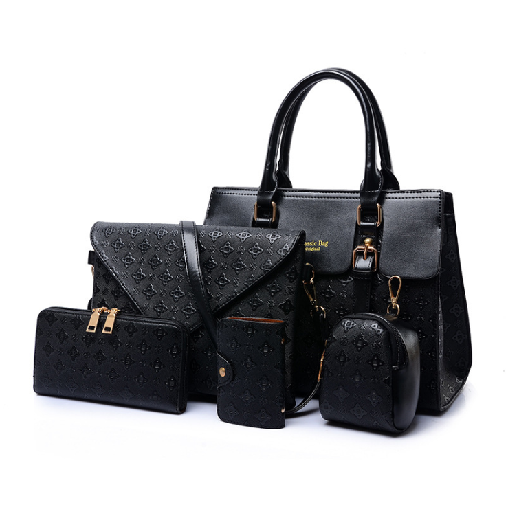 Luxury Leather Handbags Set- Black