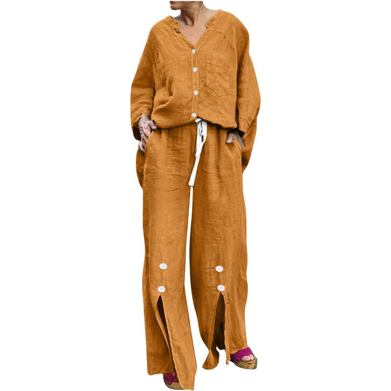 Women's Long-sleeve Cardigan Top And Pants Set