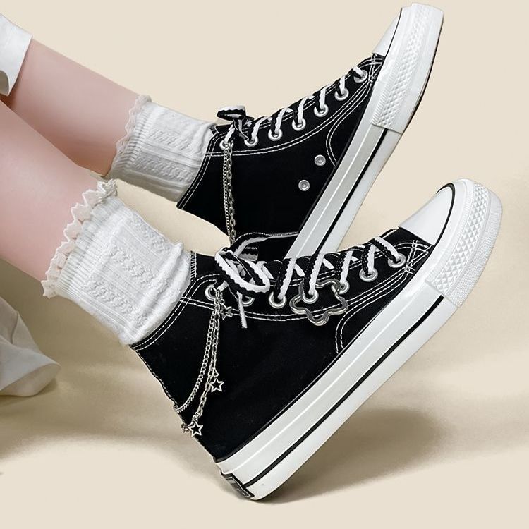 Star-Chain Canvas High-Top Shoes For Women