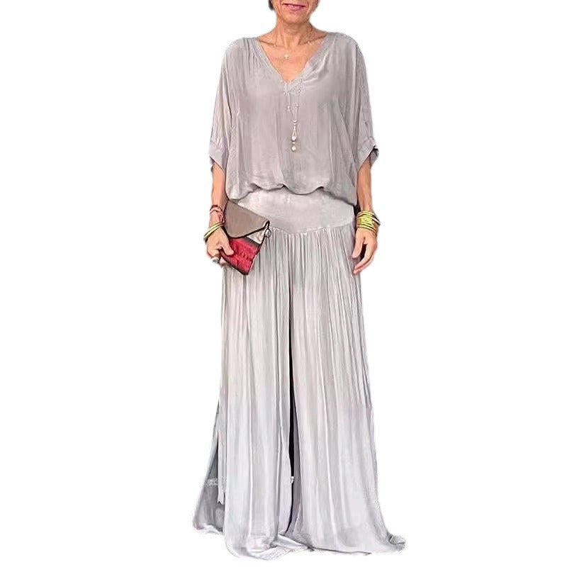Fashionable Best-Selling Solid-Colored Chiffon Set For Women