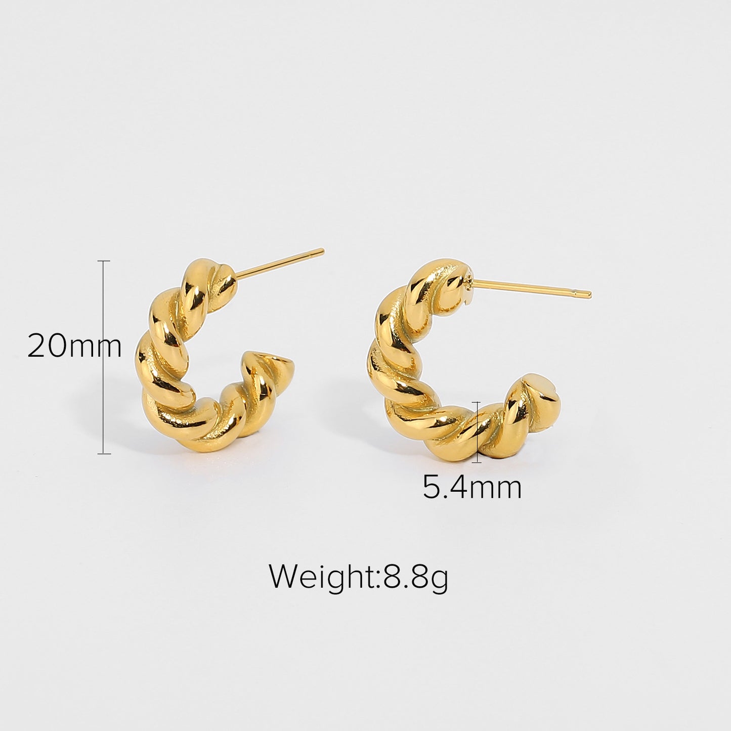 Ladies' Twist Spiral Hoop Earrings - 18K Gold Plated