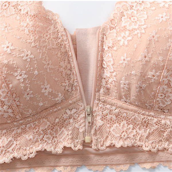 Lace Front-Zipper Bra