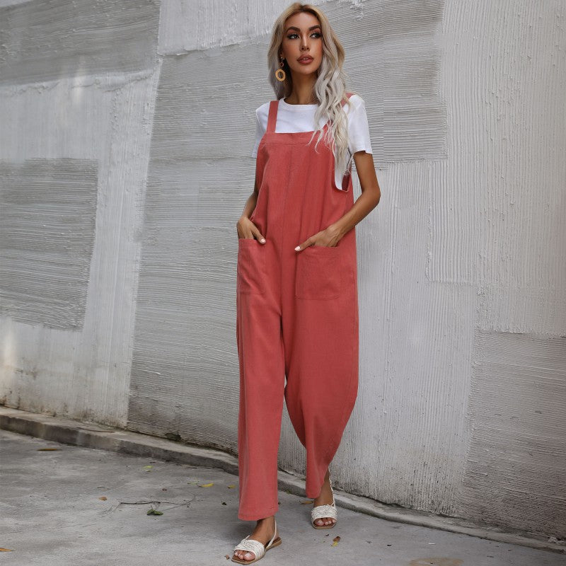 Women's Overalls With Cotton & Linen Pockets