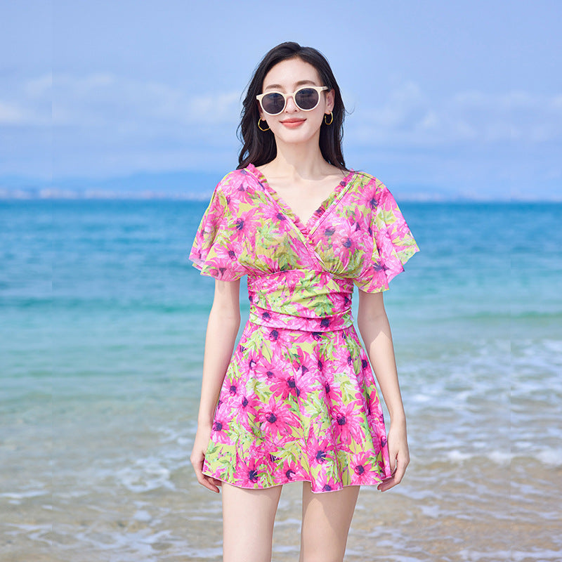 French-Style Floral Short Dress