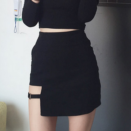 Irregular-Hem Pencil Micro Mini Skirt