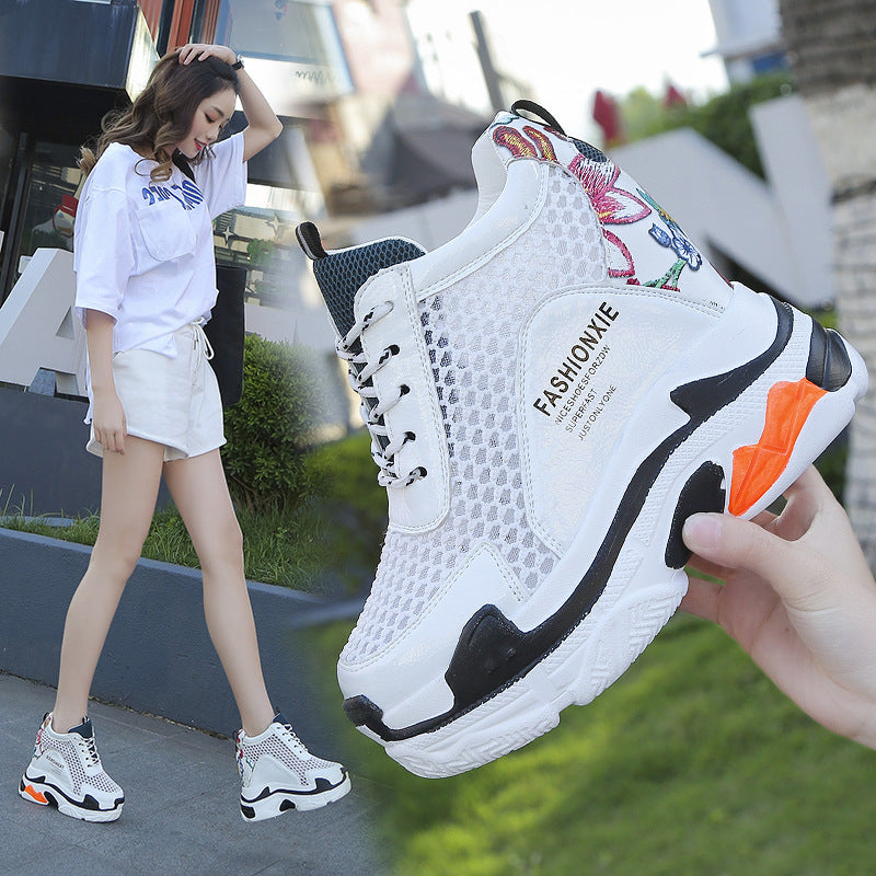 Graffiti Thick-Sole Mesh Sneakers For Women