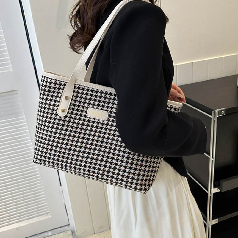 Houndstooth Shoulder Handbag