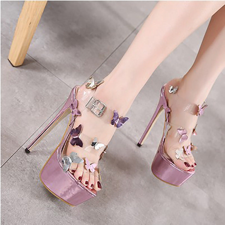 T-Shaped Buckle Bow Open-Toe High-Heel Stilleto Sandals For Women