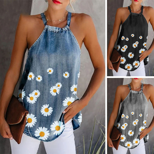 Printed Denim Camisole