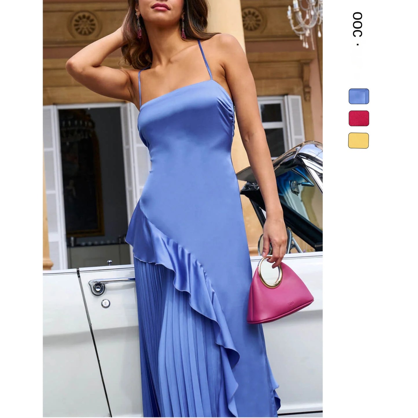 Backless Irregular Ruffle-Hem Maxi Dress
