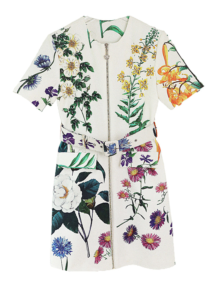 Summer Short-sleeved Floral Dress Pear Shape