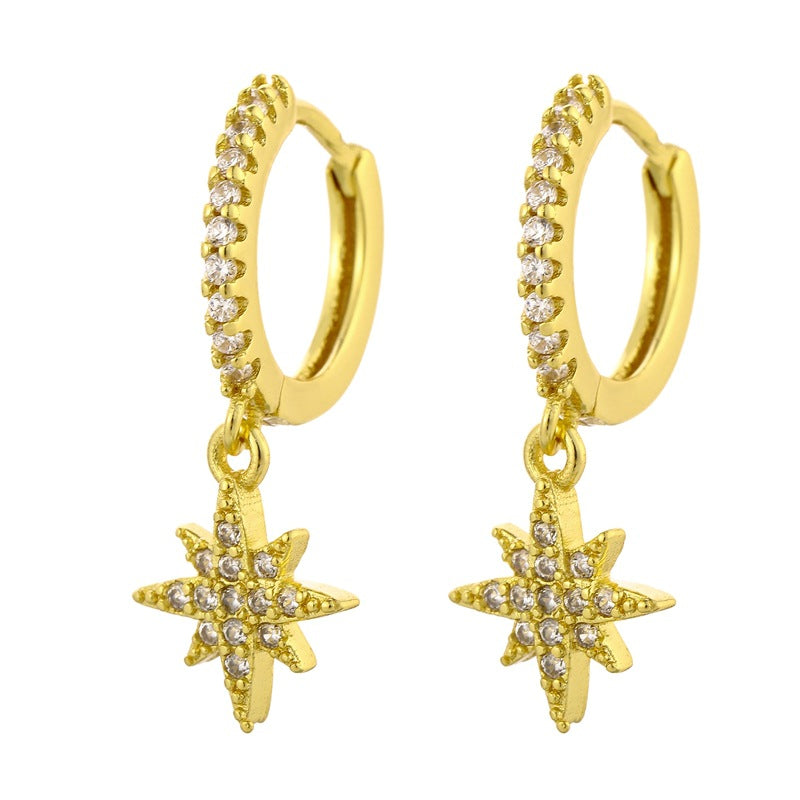 Silver Shiny  Star Hoop Earrings For Women Hot Danity Gold Silver Color Party Jewelry