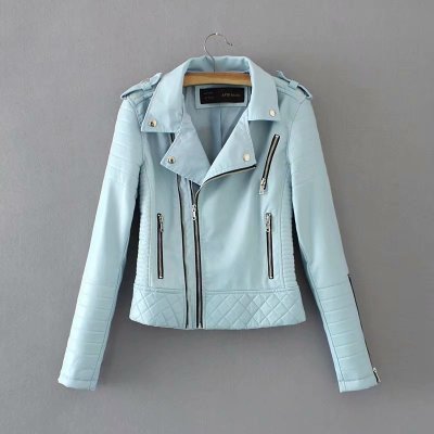 Small Imitation Leather Zipper Jacket For Women