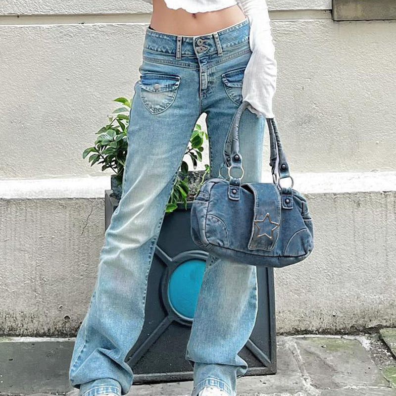 Stylish Good Texture Retro Denim Handbag For Women - American Style