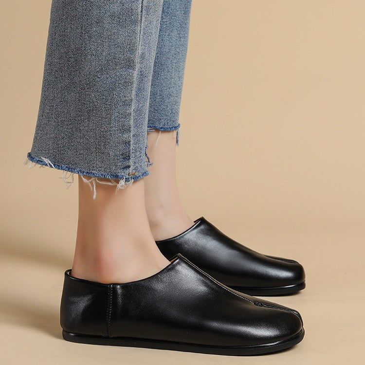 Vegetable Tanned Sheepskin Split-Toe Shoes For Women